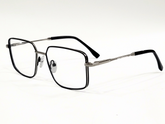 Unisex Square Geometric Eyeglasses – Black Metal Frame with Silver Accents